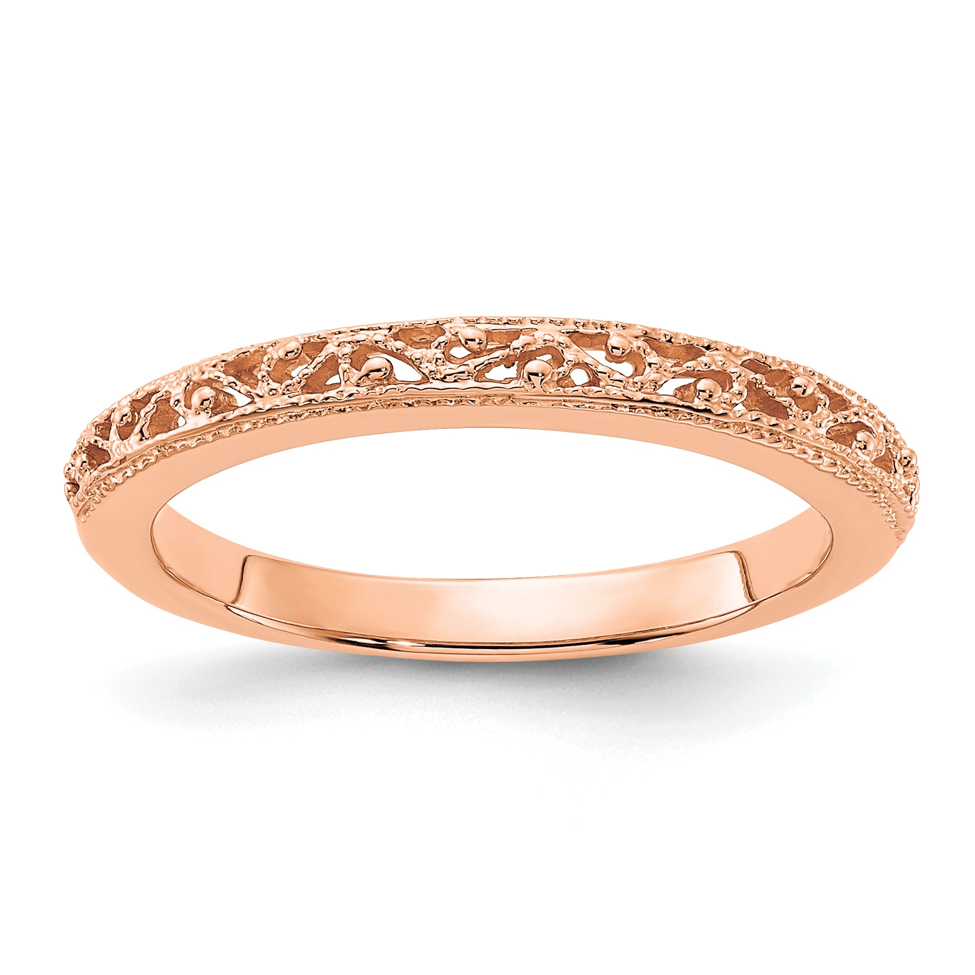 14k Rose Gold 3mm Filigree Wedding Band