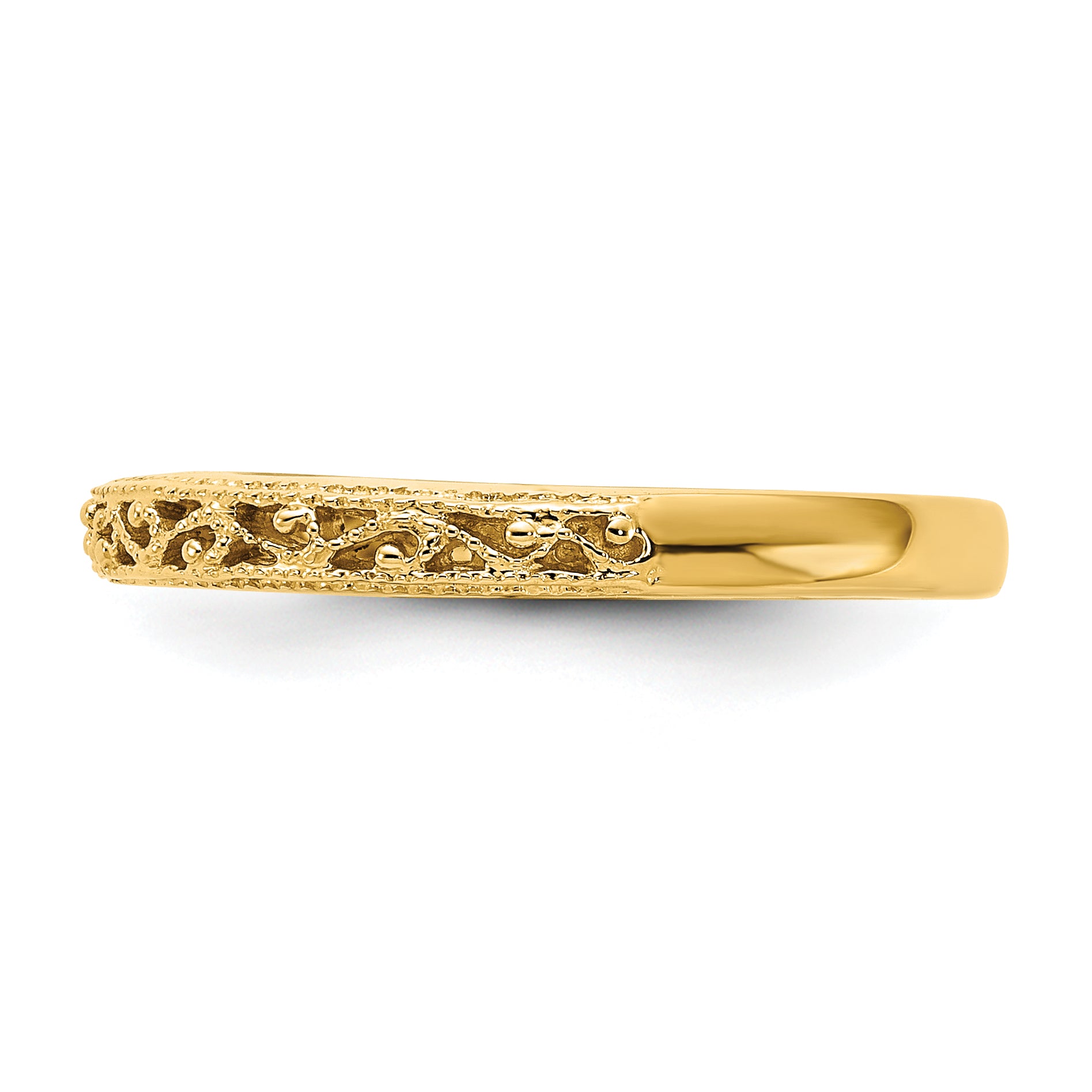 14k 3mm Filigree Wedding Band