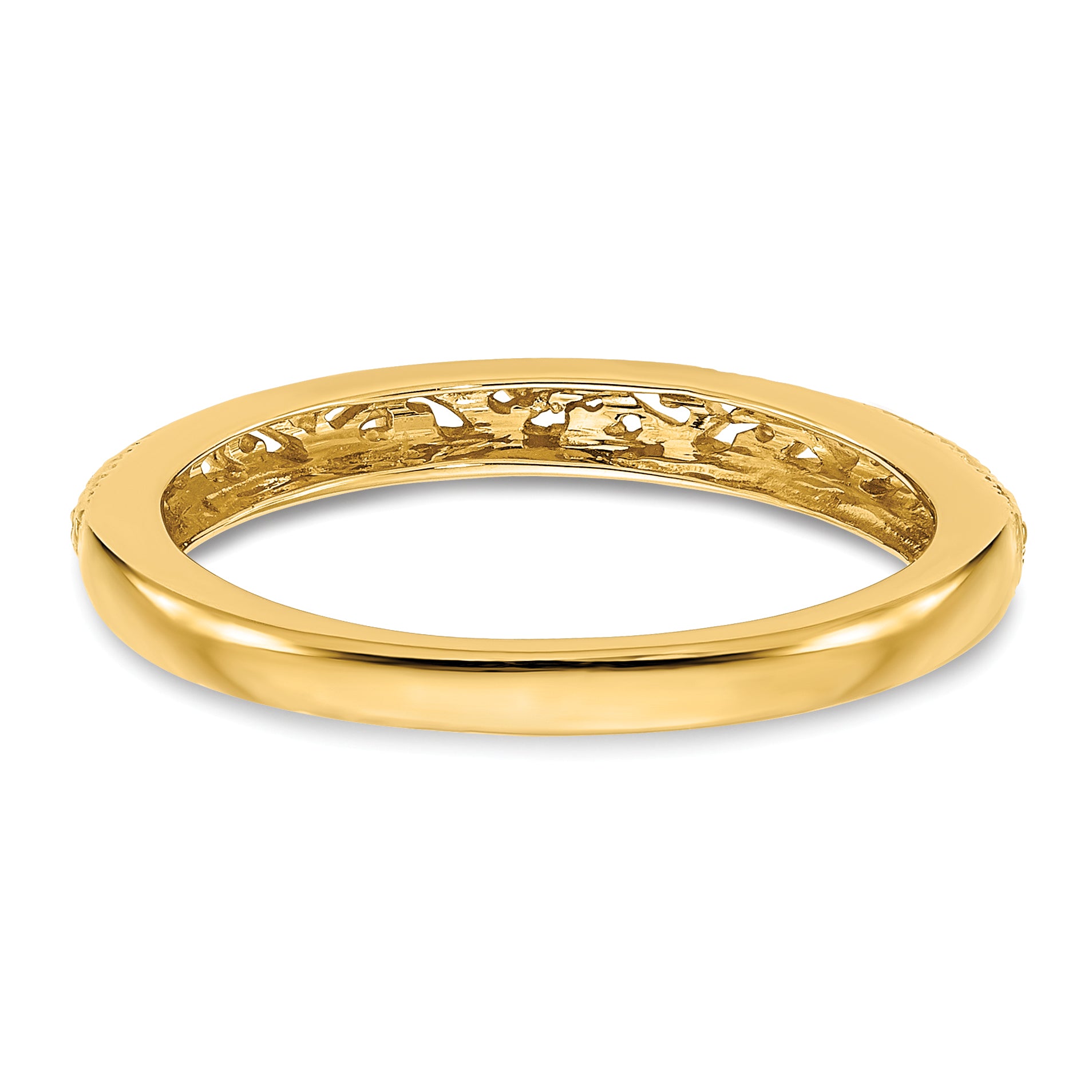 14k 3mm Filigree Wedding Band