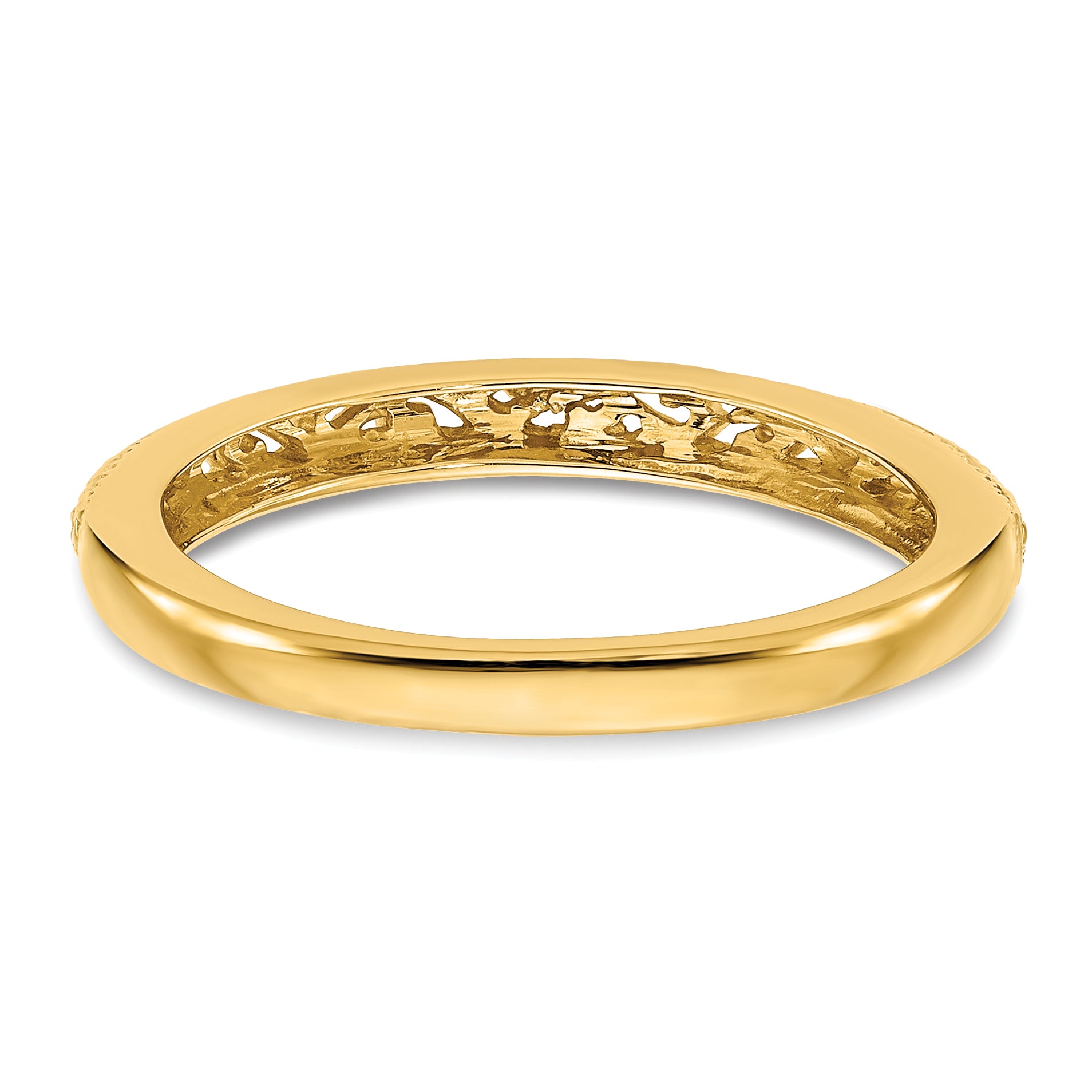 14k 3mm Filigree Wedding Band