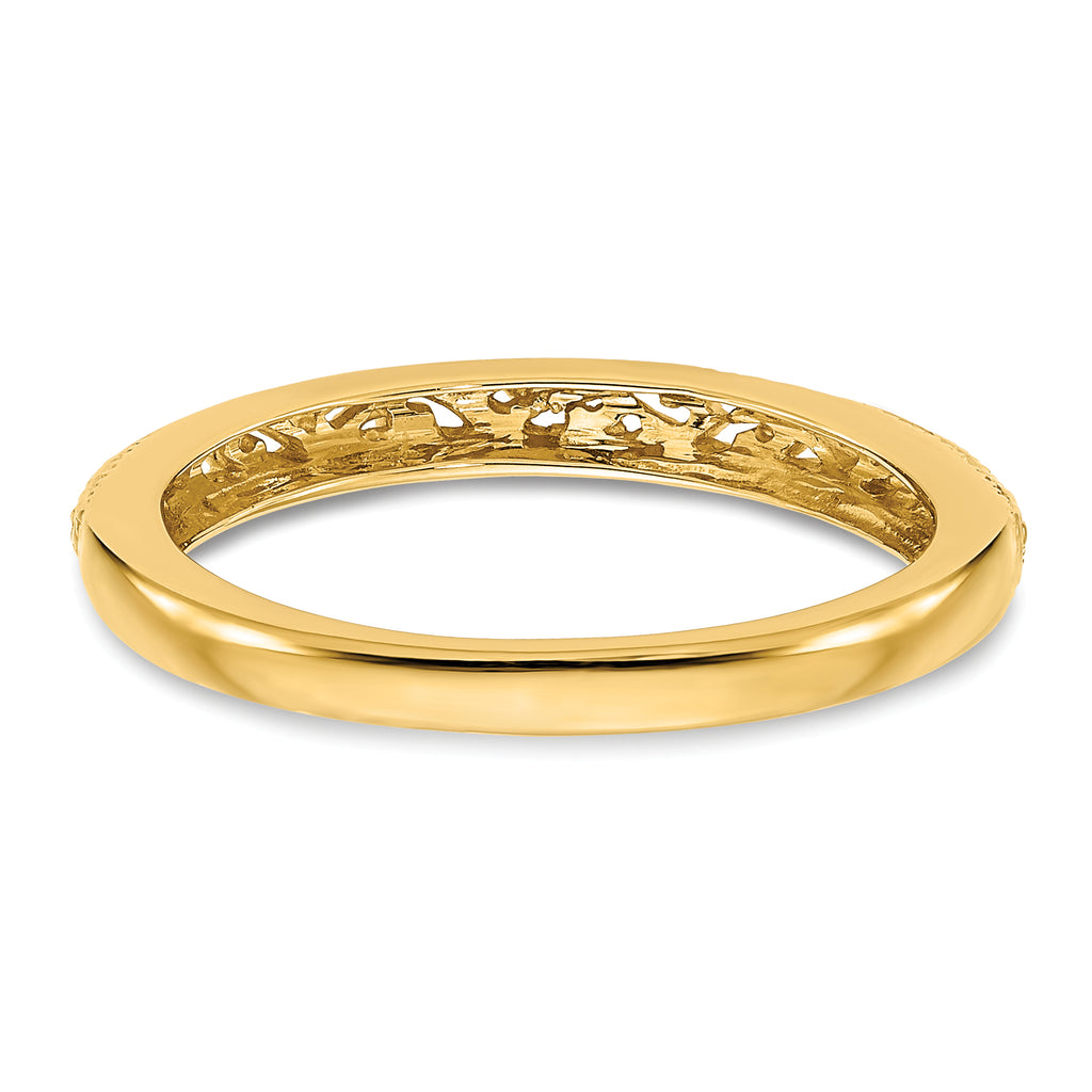14k 3mm Filigree Wedding Band