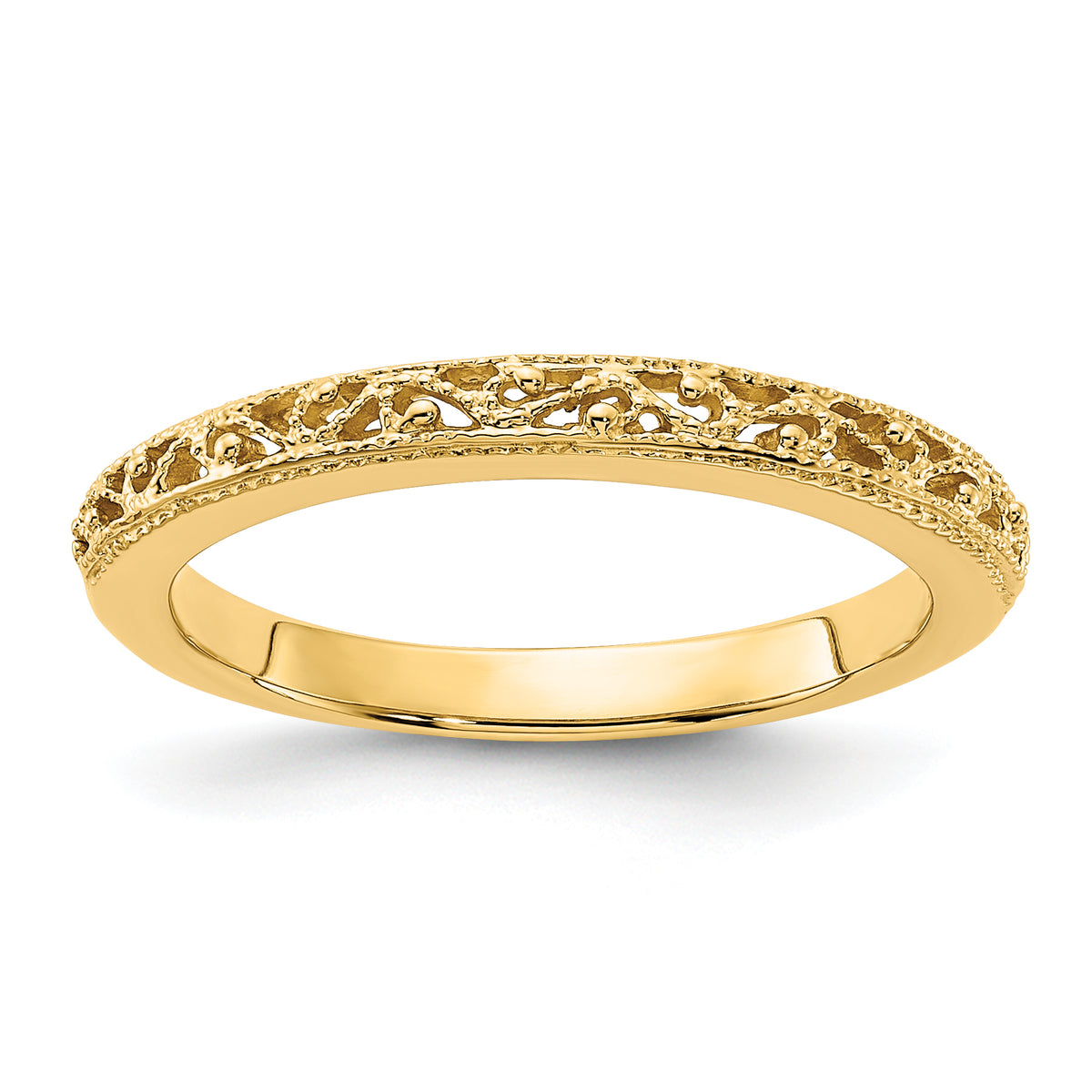 14k 3mm Filigree Wedding Band