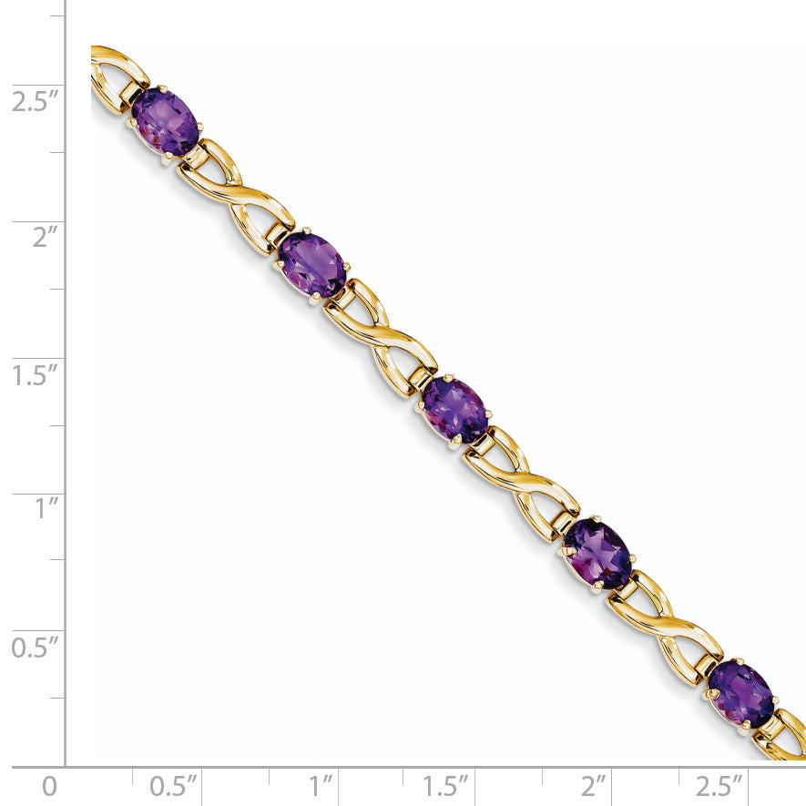 14k 7x5mm Oval Amethyst bracelet Secondary image