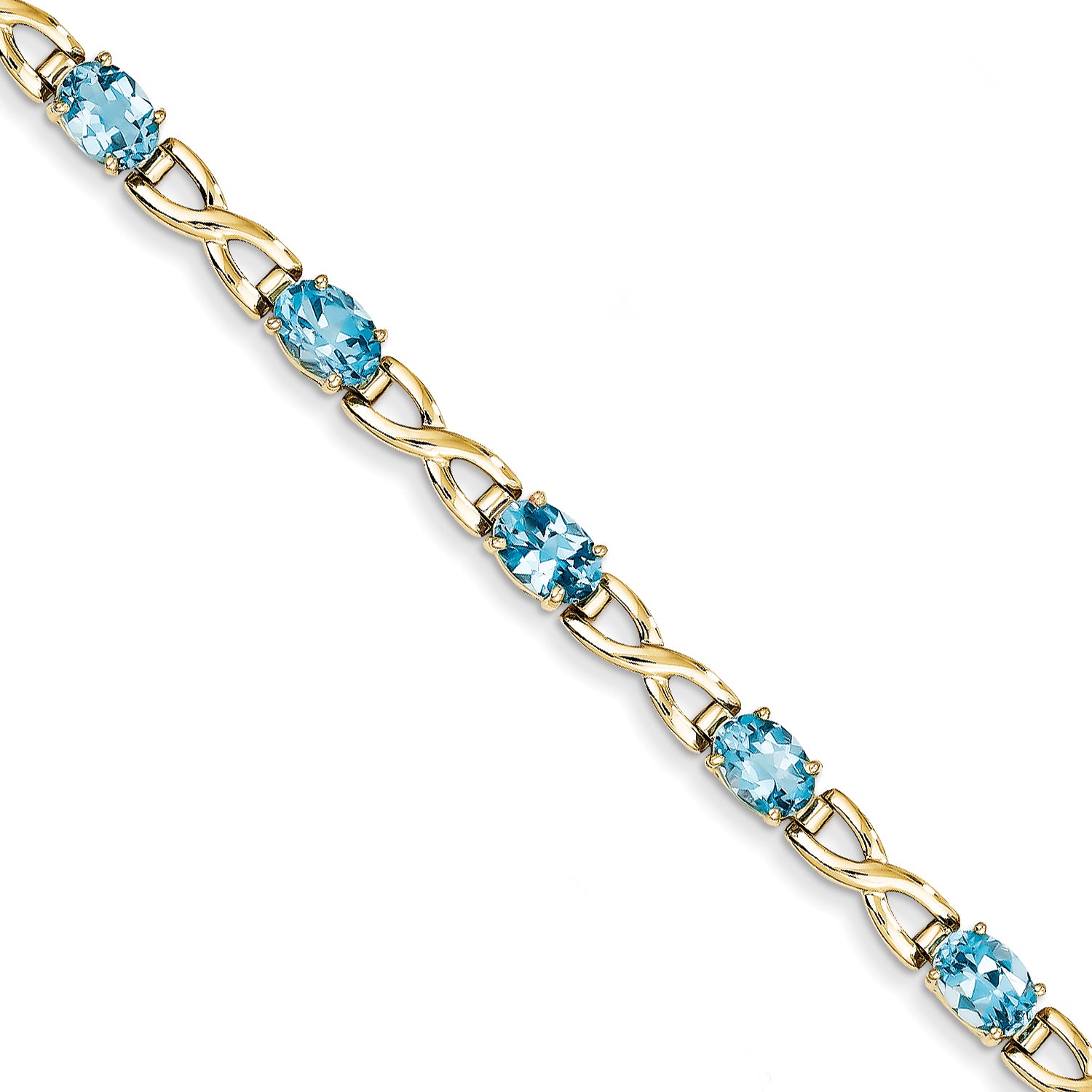 14k 7x5mm Oval Blue Topaz bracelet Main image