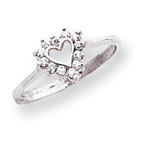 14K White Gold Polished .17ct. Diamond Heart Ring Mounting
