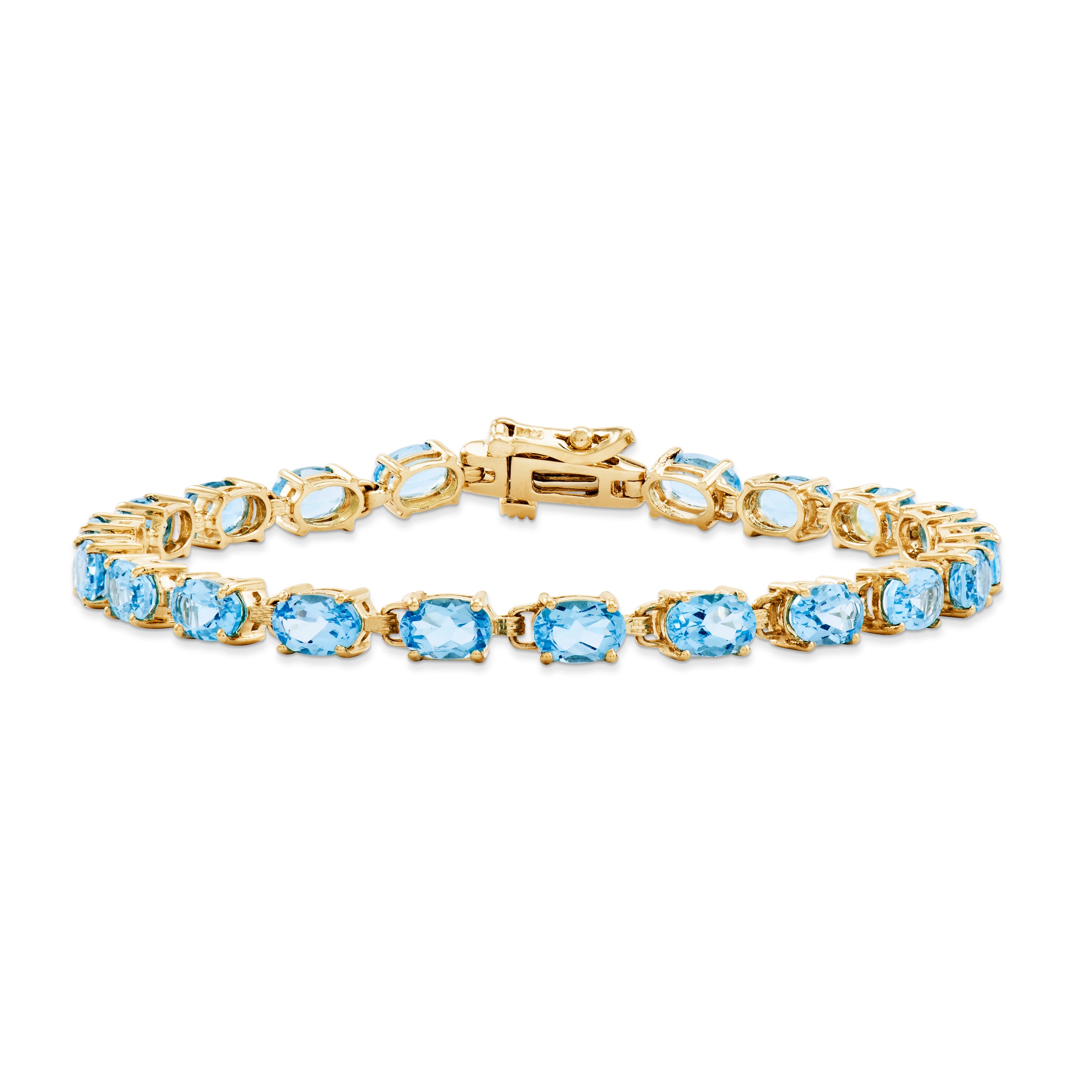14k 6x4mm Oval Blue Topaz bracelet Main image