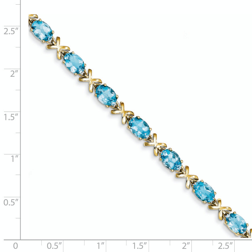 14k 7x5mm Oval Blue Topaz bracelet Secondary image