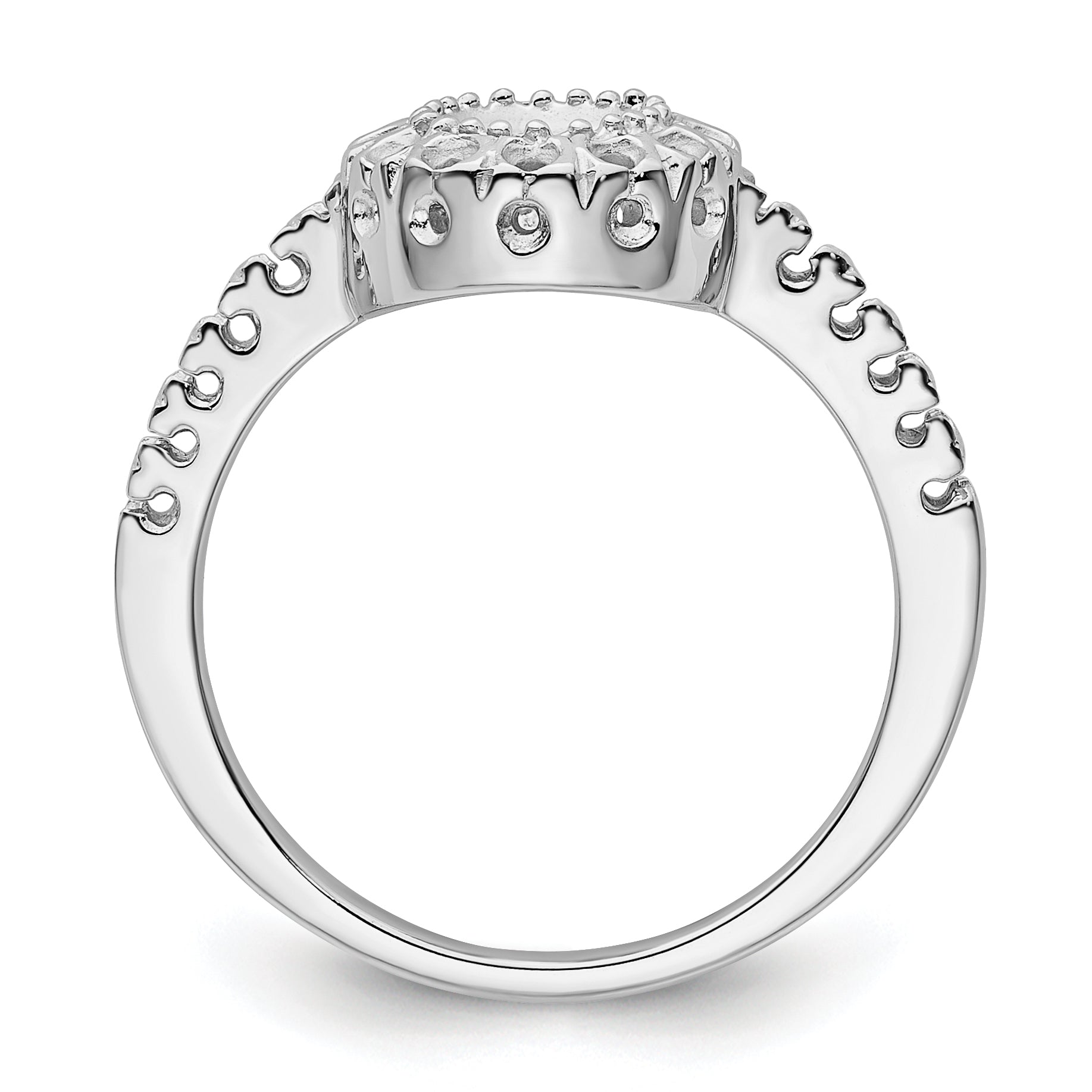 14k White Gold Polished .38ct. Diamond & 5mm Round Gemstone Ring Mounting Secondary image