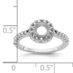 14k White Gold Polished .38ct. Diamond & 5mm Round Gemstone Ring Mounting