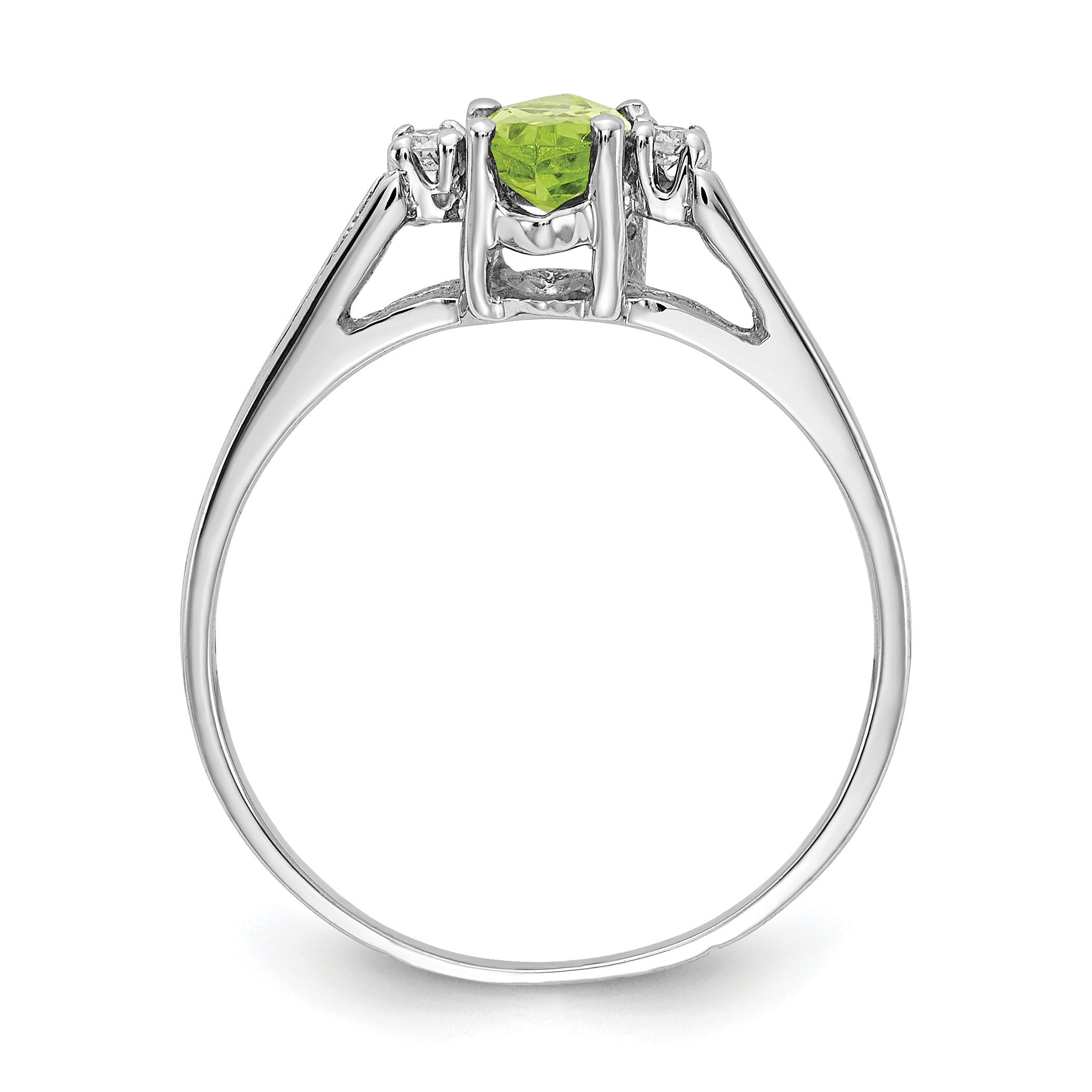 14K White Gold 8x4mm Marquise Peridot A Diamond ring