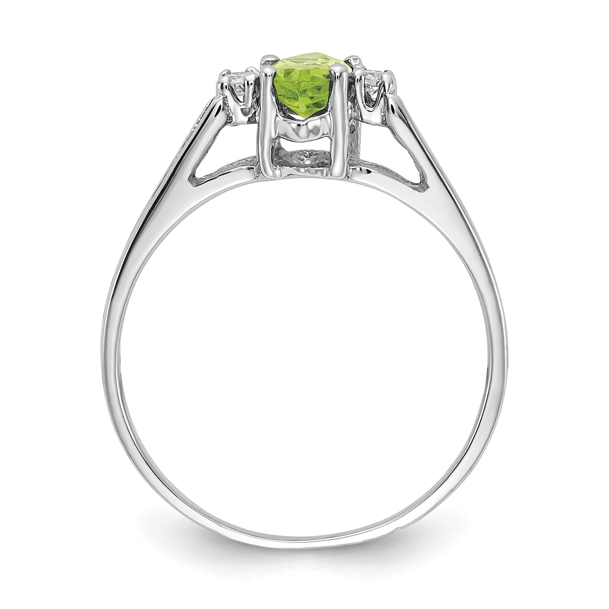 14K White Gold 8x4mm Marquise Peridot AA Diamond ring Secondary image