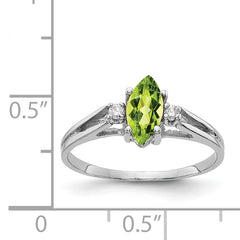 14K White Gold 8x4mm Marquise Peridot A Diamond ring