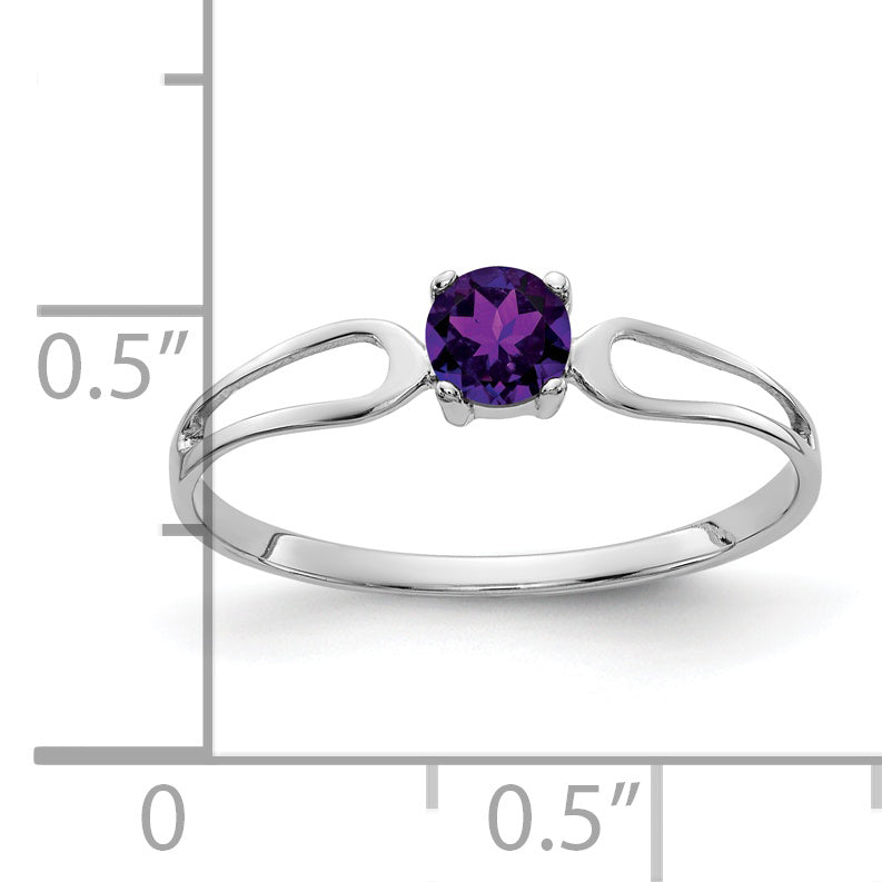 14k White Gold 4mm Amethyst ring