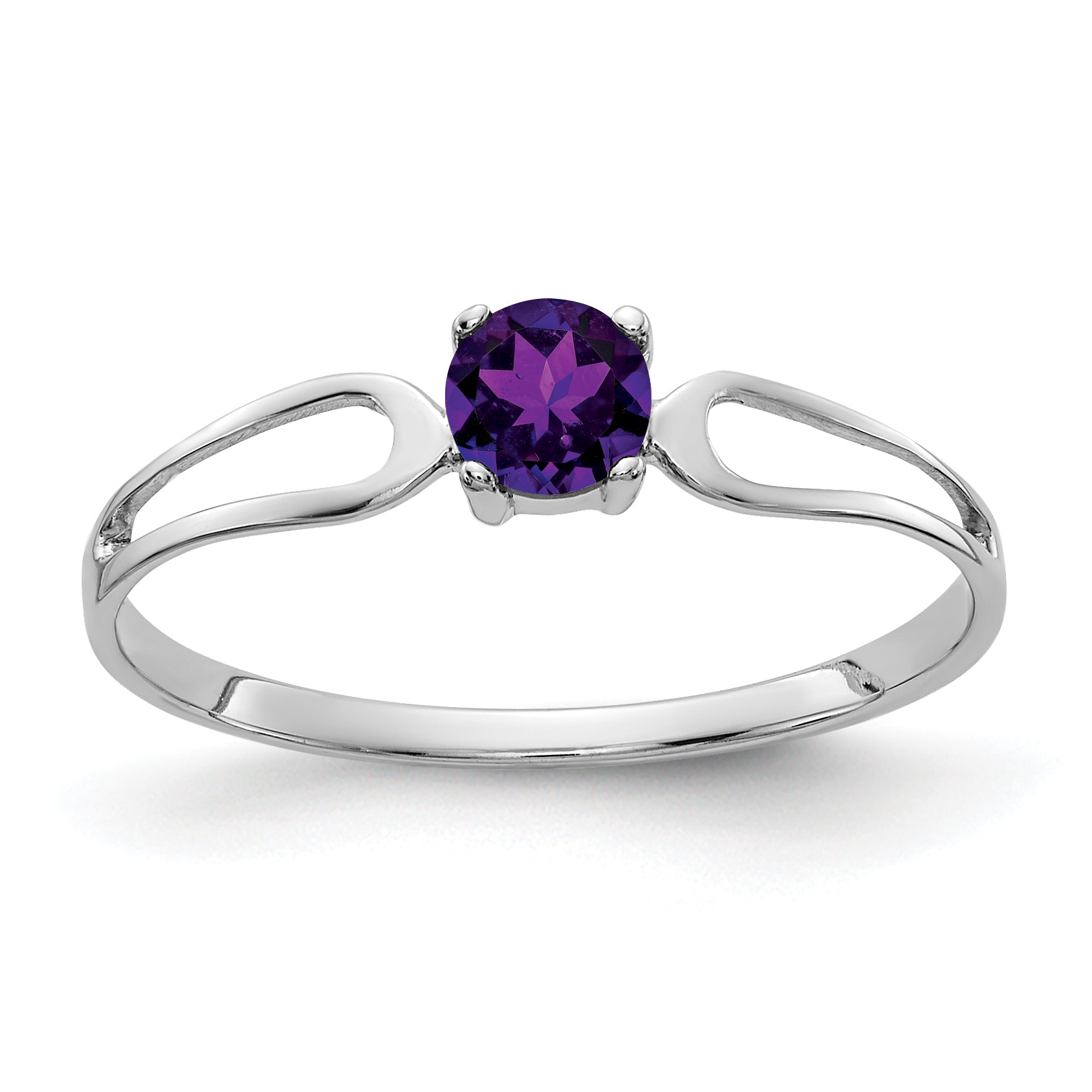 14k White Gold 4mm Amethyst ring