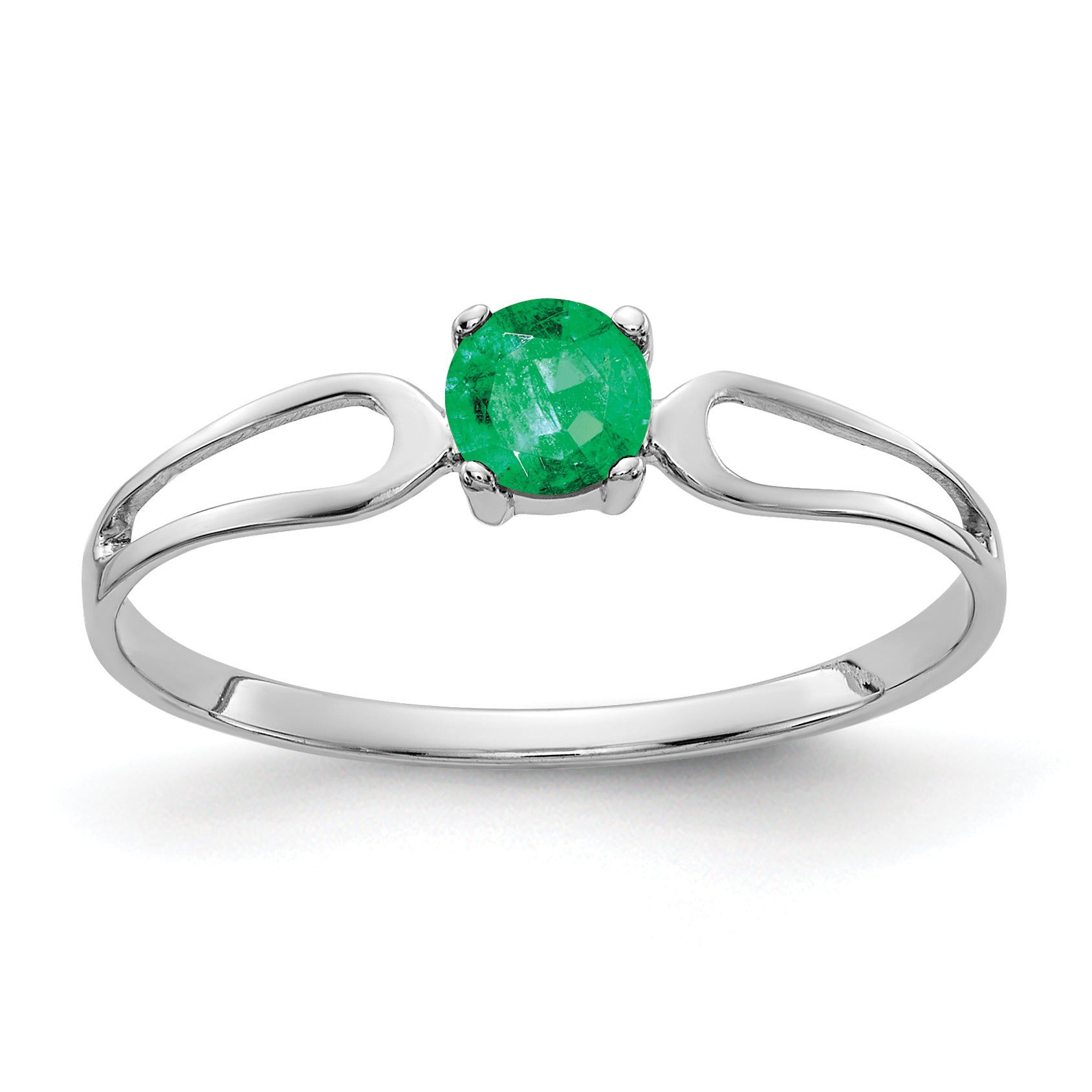 14k White Gold 4mm Emerald ring Main image