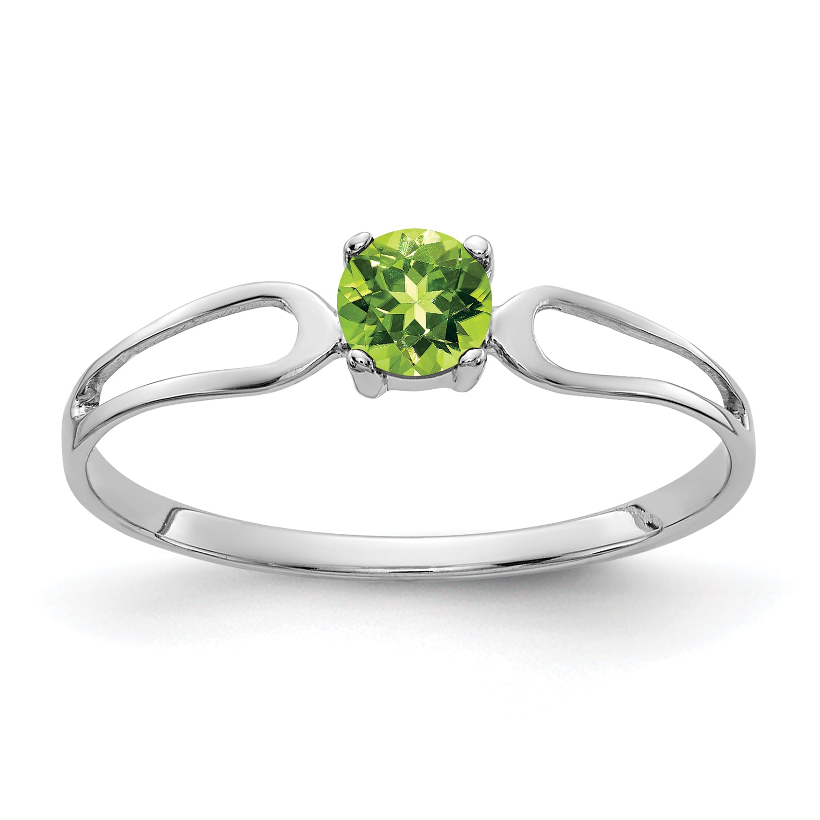 14k White Gold 4mm Peridot ring Main image