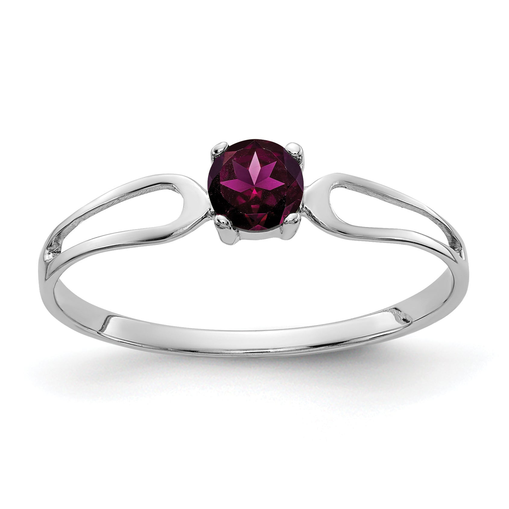 14k White Gold 4mm Rhodolite Garnet ring