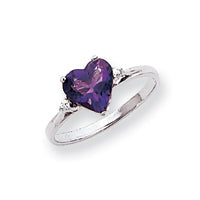 14K White Gold Polished .02ct. Diamond & Heart Gemstone Ring Mounting Main image