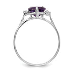 14K White Gold 7mm Heart Amethyst A Diamond ring