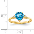 14K 7mm Heart Blue Topaz VS Diamond ring