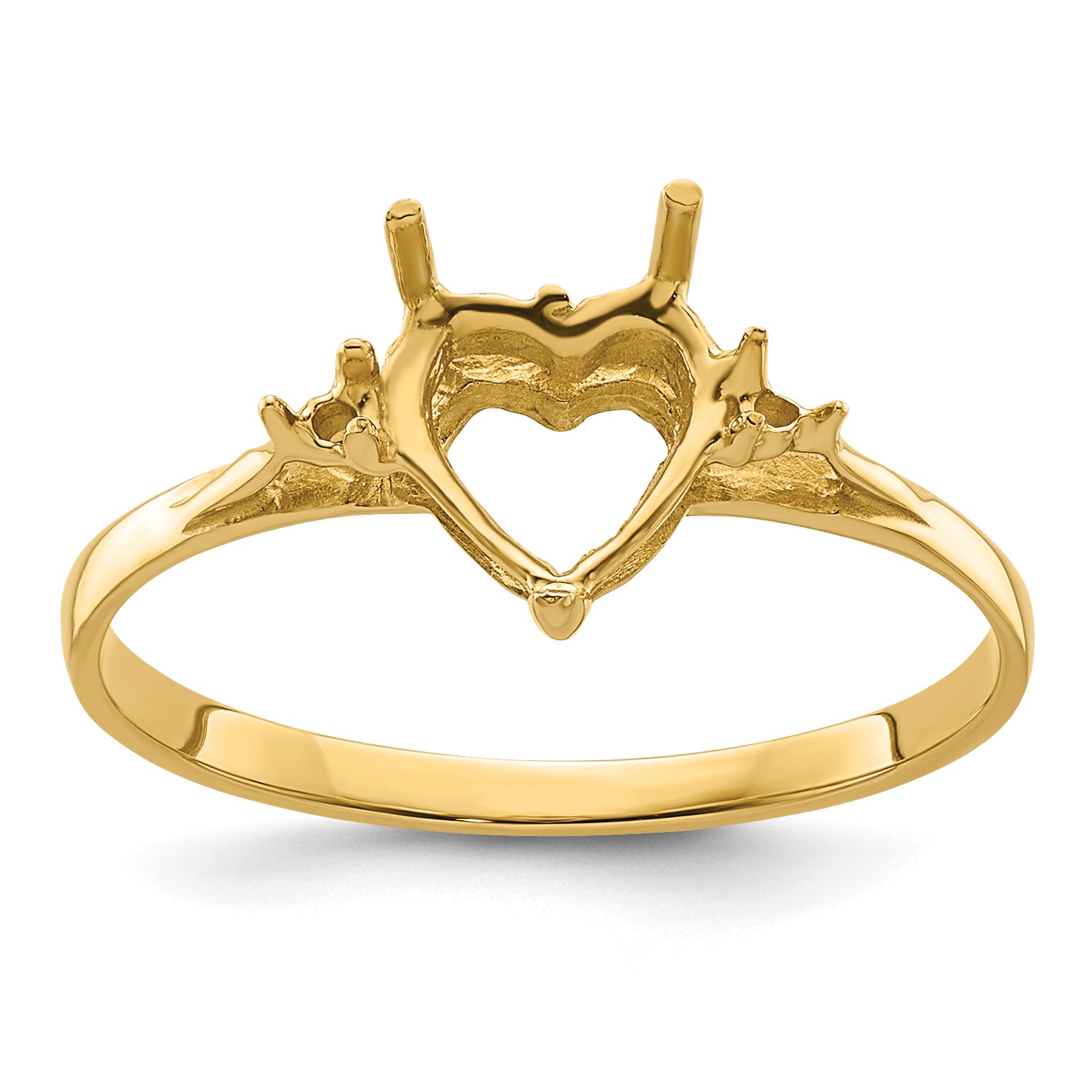 14k Polished 7mm Heart Gemstone Ring Mounting Main image