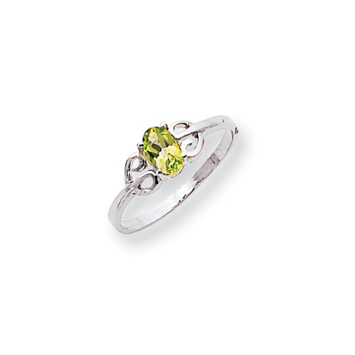 14K White Gold Polished 6x4 Oval Gemstone Ring Mounting Main image