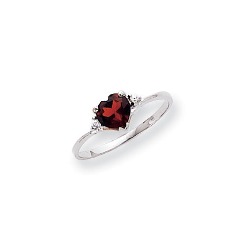 14K White Gold Polished .03ct. Diamond & 6mm Heart Gemstone Ring Mounting Main image