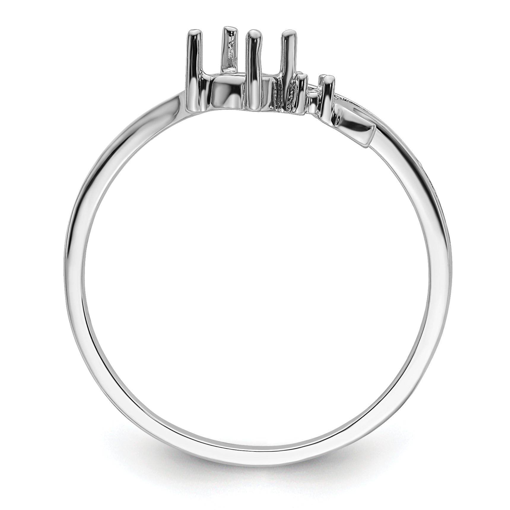 14k White Gold Polished .01ct. Diamond & 4mm Round Gemstone Ring Mounting Secondary image