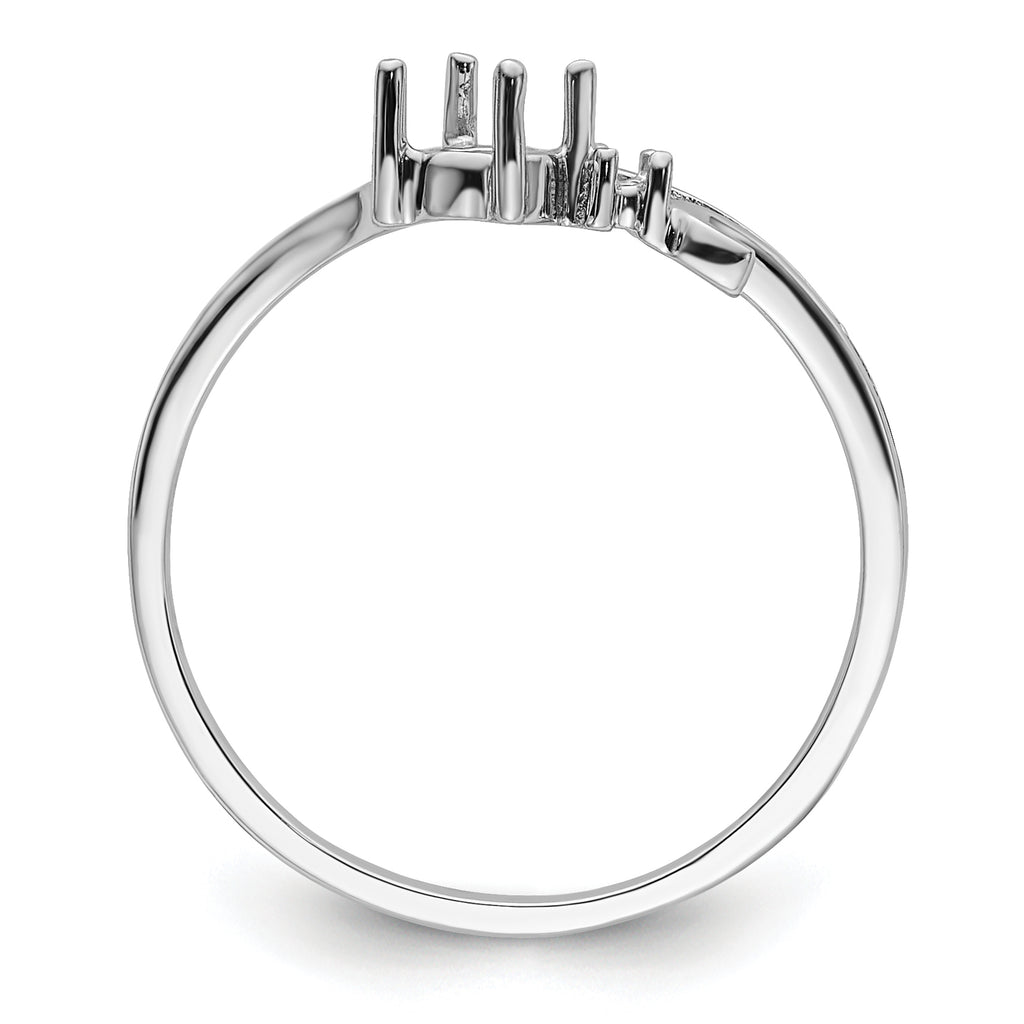14k White Gold Polished .01ct. Diamond & 4mm Round Gemstone Ring Mounting