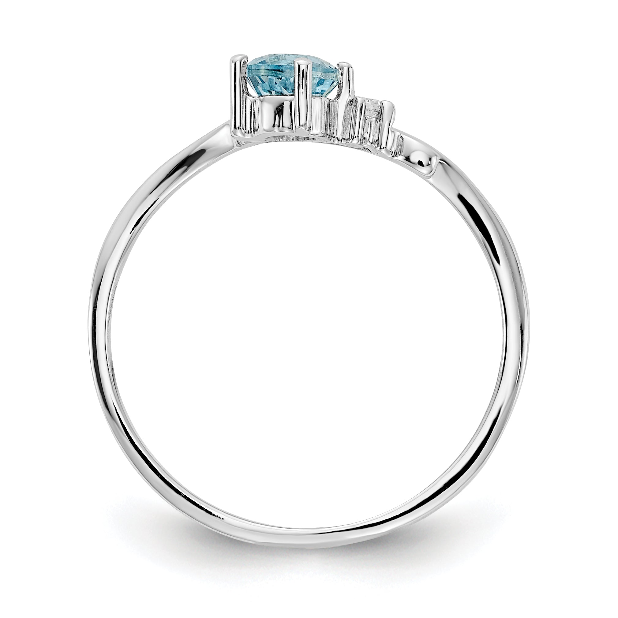 14K White Gold 4mm Blue Topaz VS Diamond ring Secondary image