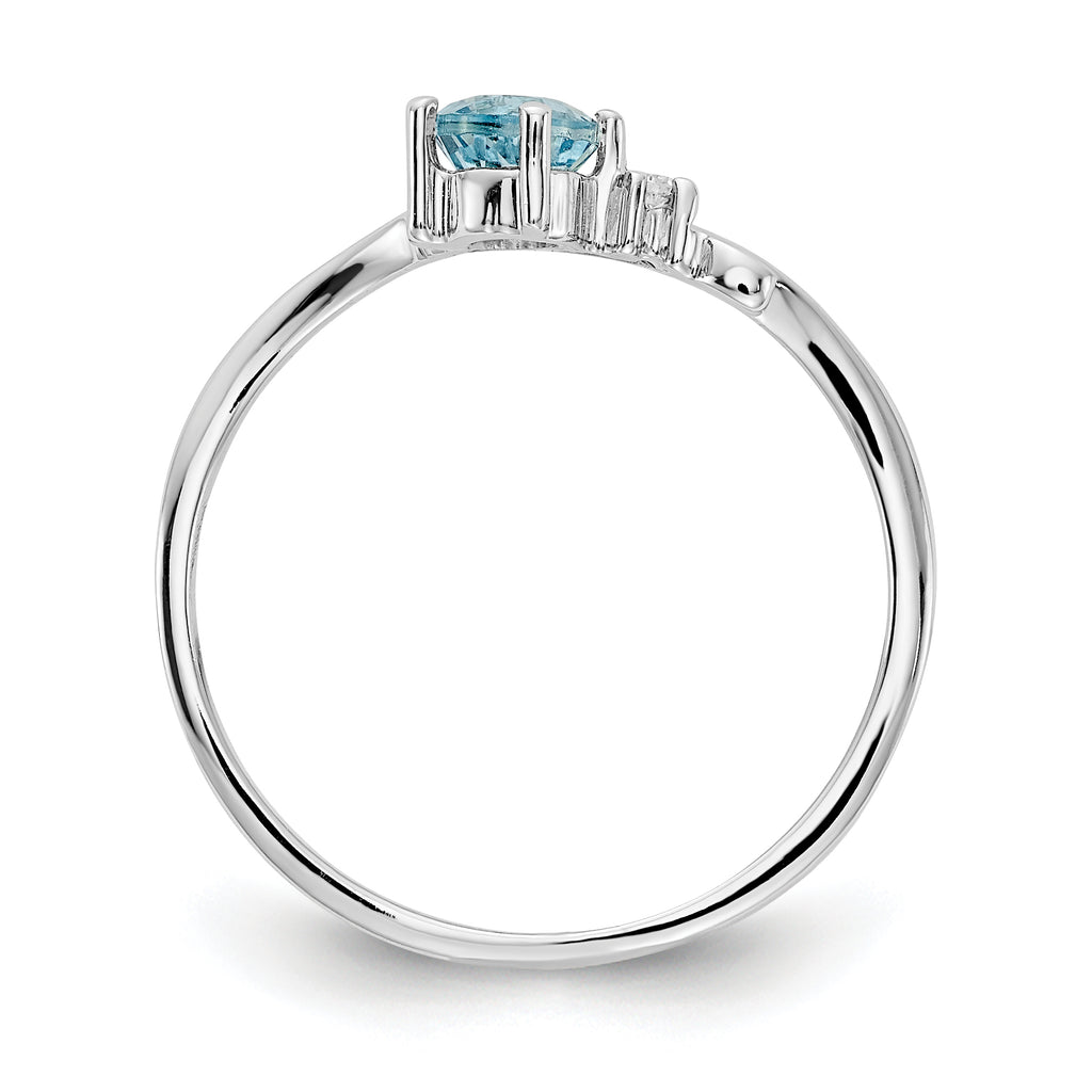 14K White Gold 4mm Blue Topaz VS Diamond ring