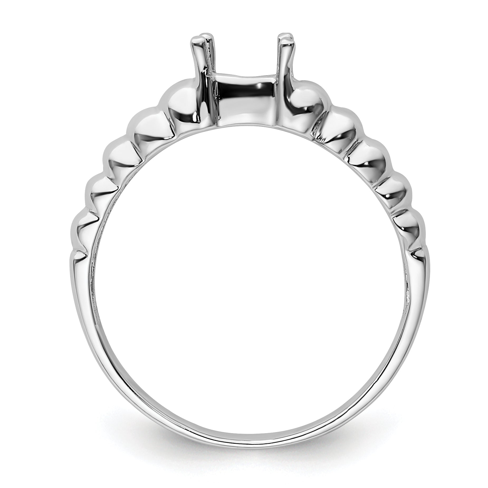 14k White Gold Polished 5x3 Oval Gemstone Ring Mounting Secondary image