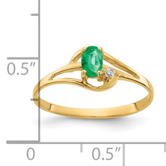 14k 5x3mm Oval Emerald VS Diamond ring
