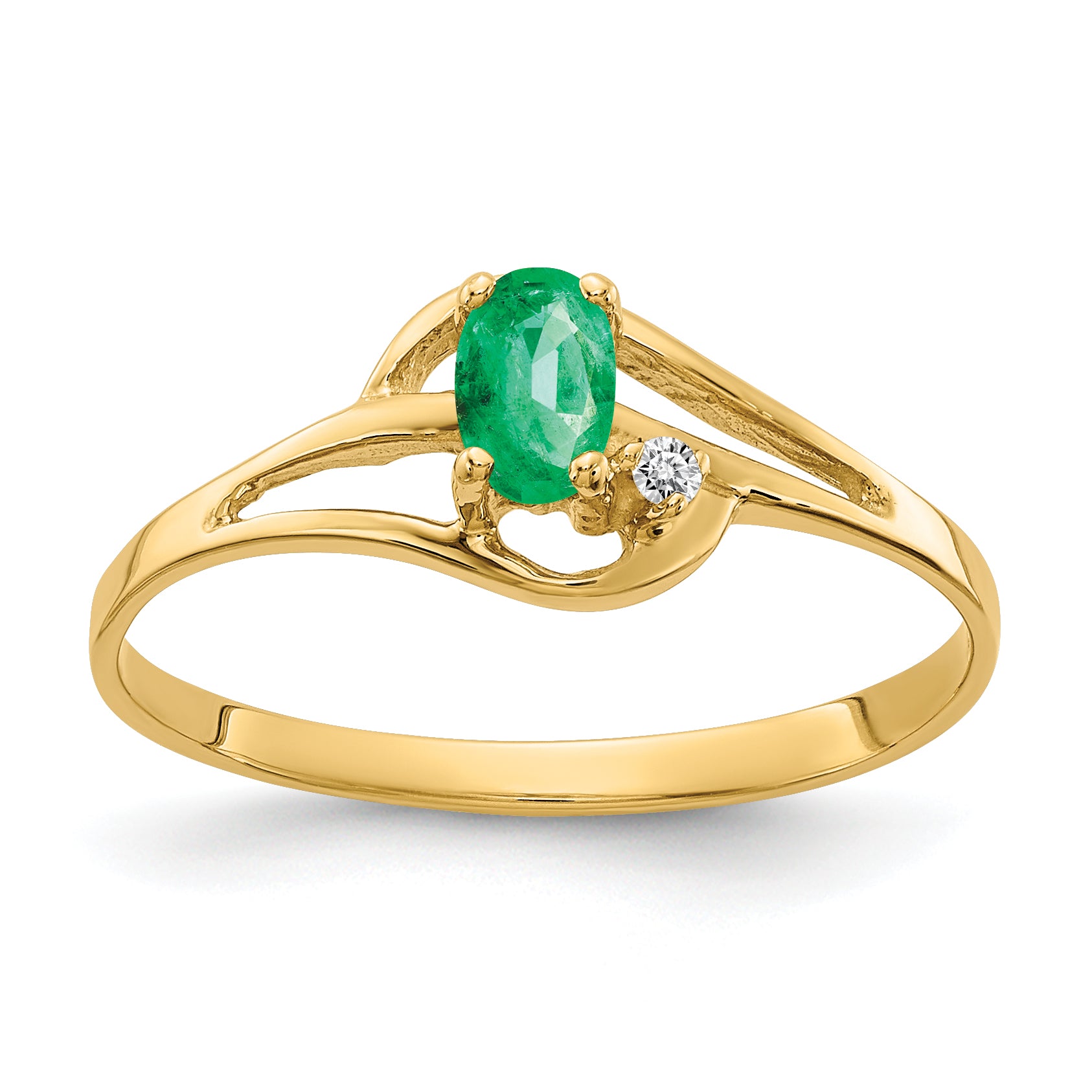 14K 5x3mm Oval Emerald A Diamond ring