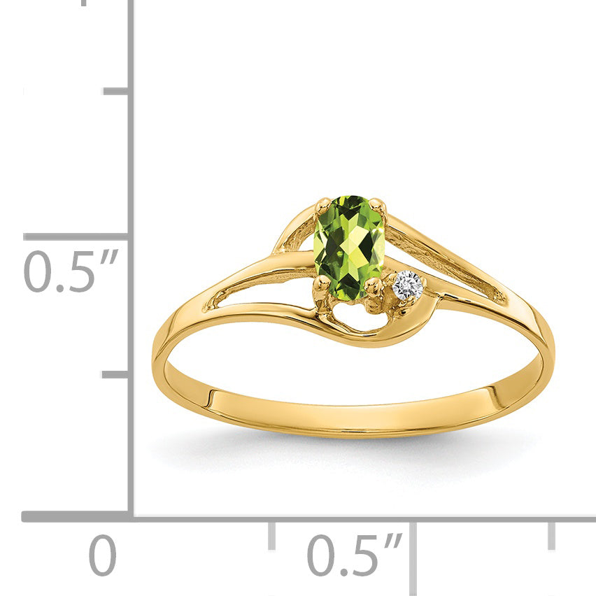 14K 5x3mm Oval Peridot A Diamond ring