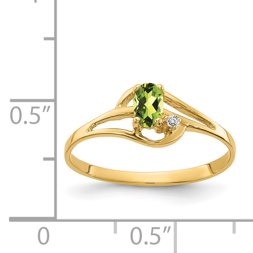 14K 5x3mm Oval Peridot VS Diamond ring