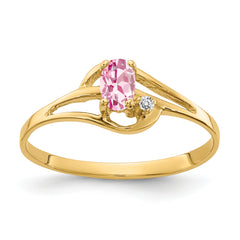 14k 5x3mm Oval Pink Tourmaline VS Diamond ring
