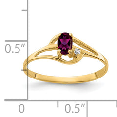 14k 5x3mm Oval Rhodolite Garnet VS Diamond ring