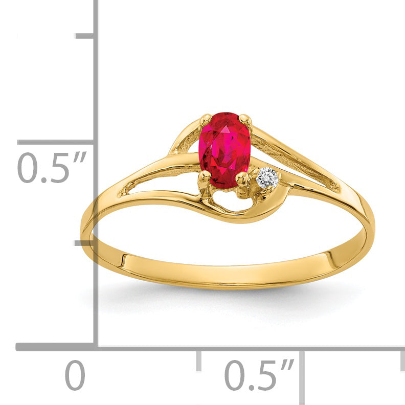14k 5x3mm Oval Ruby VS Diamond ring