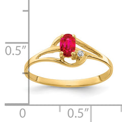 14k 5x3mm Oval Ruby VS Diamond ring