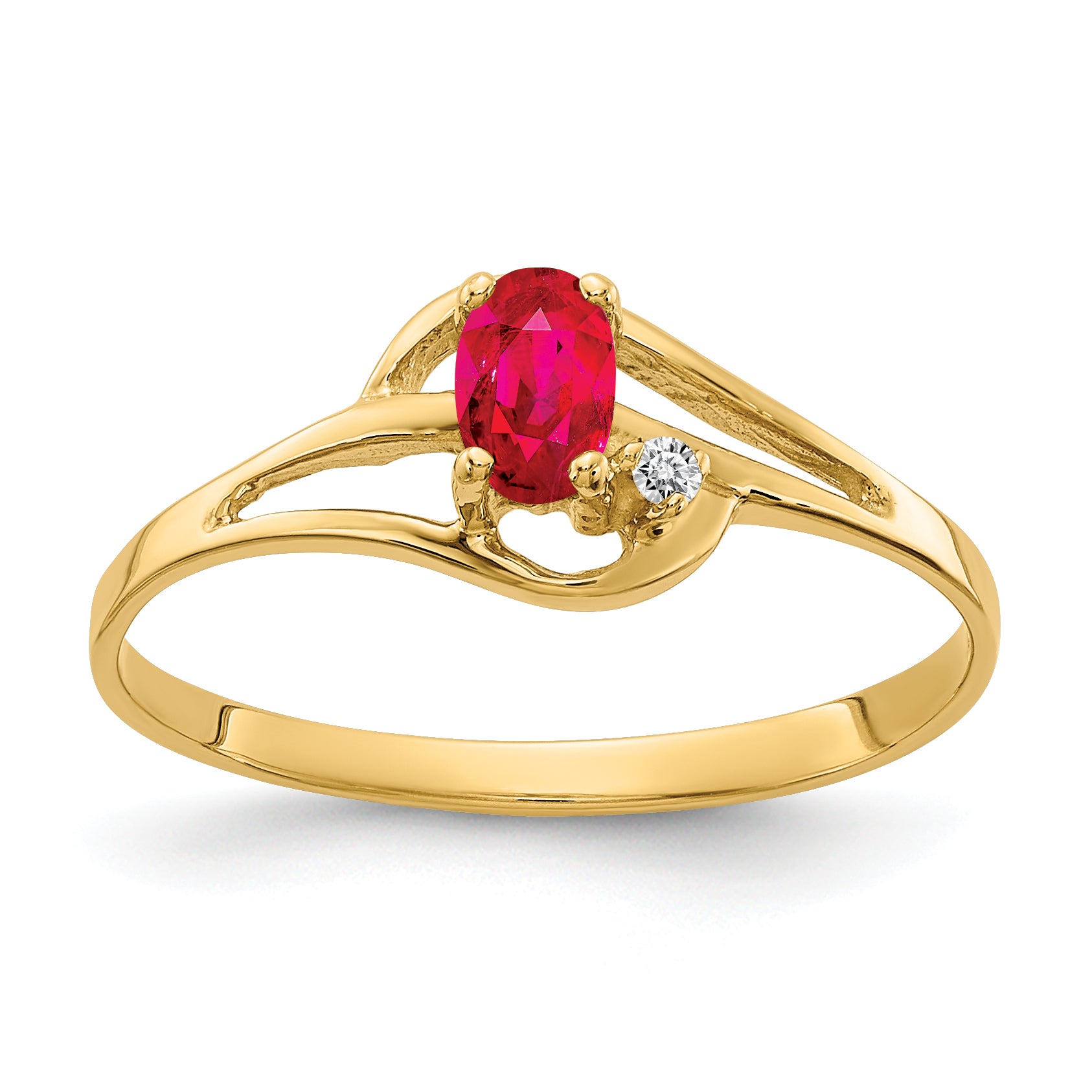 14K 5x3mm Oval Ruby AA Diamond ring Main image