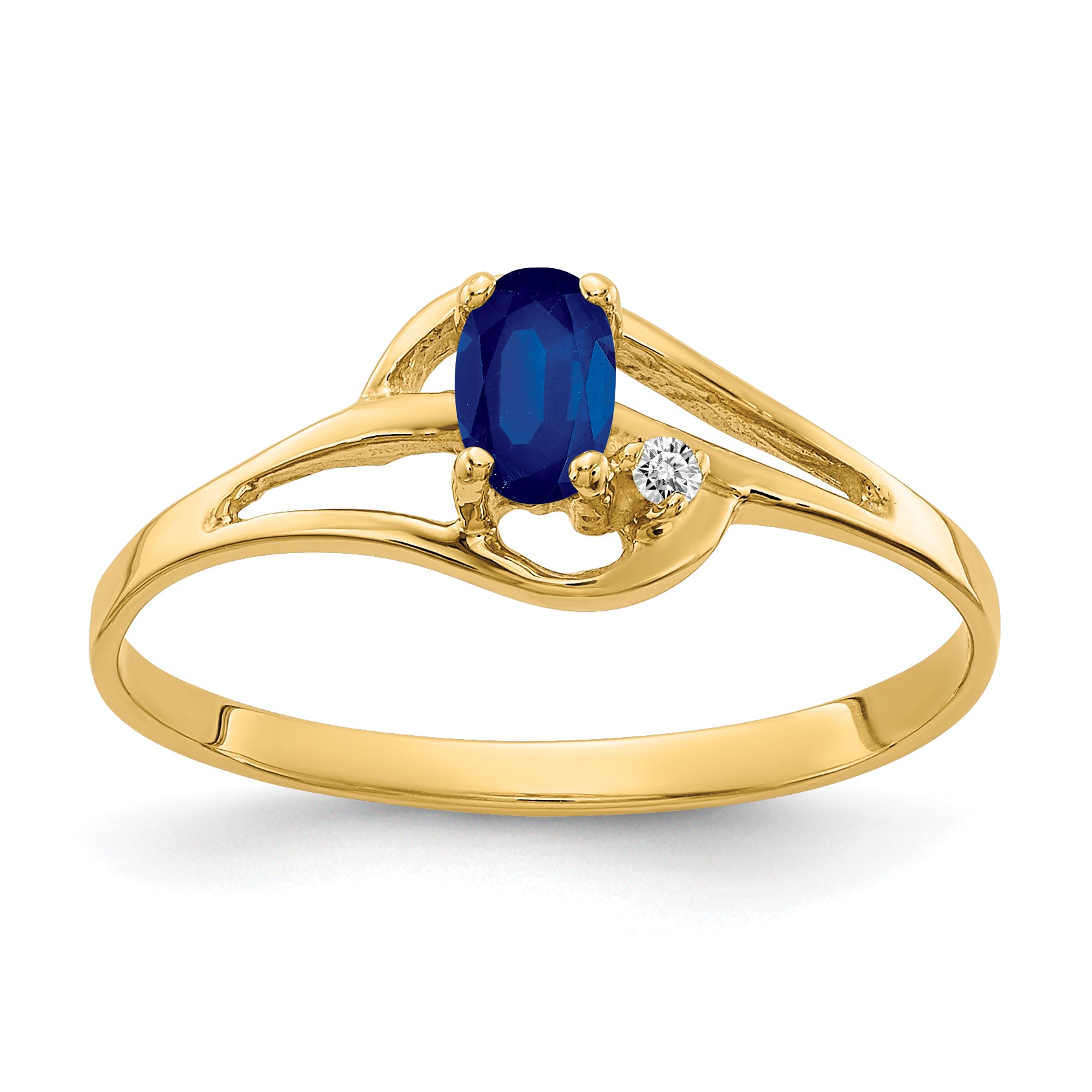 14K 5x3mm Oval Sapphire A Diamond ring Main image