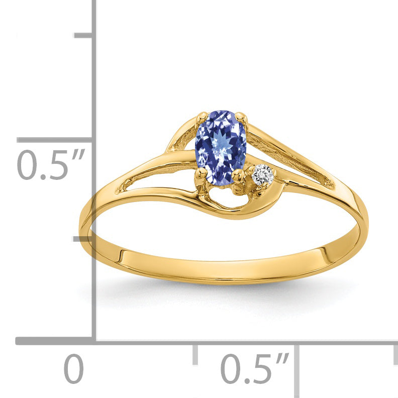 14k 5x3mm Oval Tanzanite VS Diamond ring