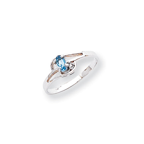 14K White Gold Polished .01ct. Diamond & 5x3 Oval Gemstone Ring Mounting Main image