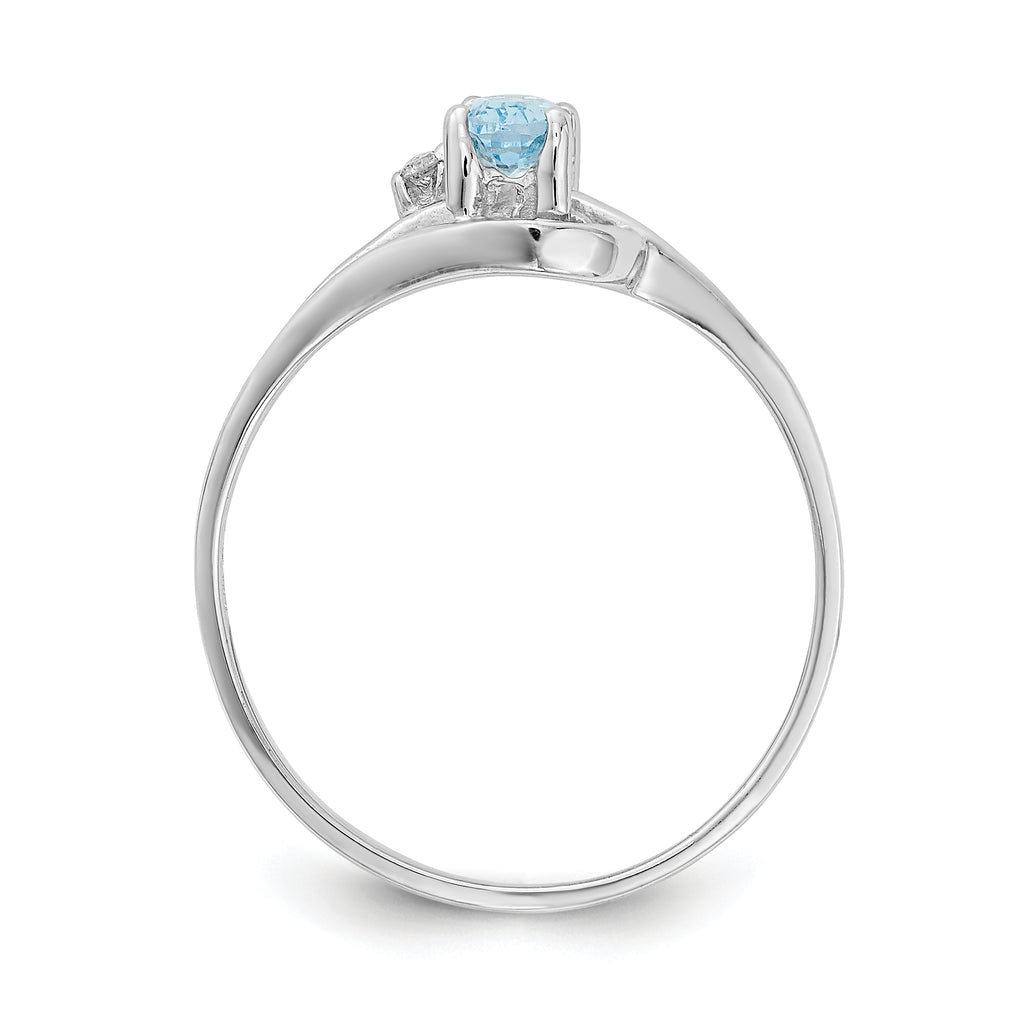 14K White Gold Blue Topaz Diamond Ring
