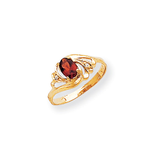 14K Polished .02ct. Diamond & 6x4 Oval Gemstone Ring Mounting Main image