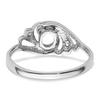 14k White Gold Polished .02ct. Diamond & 6x4 Oval Gemstone Ring Mounting