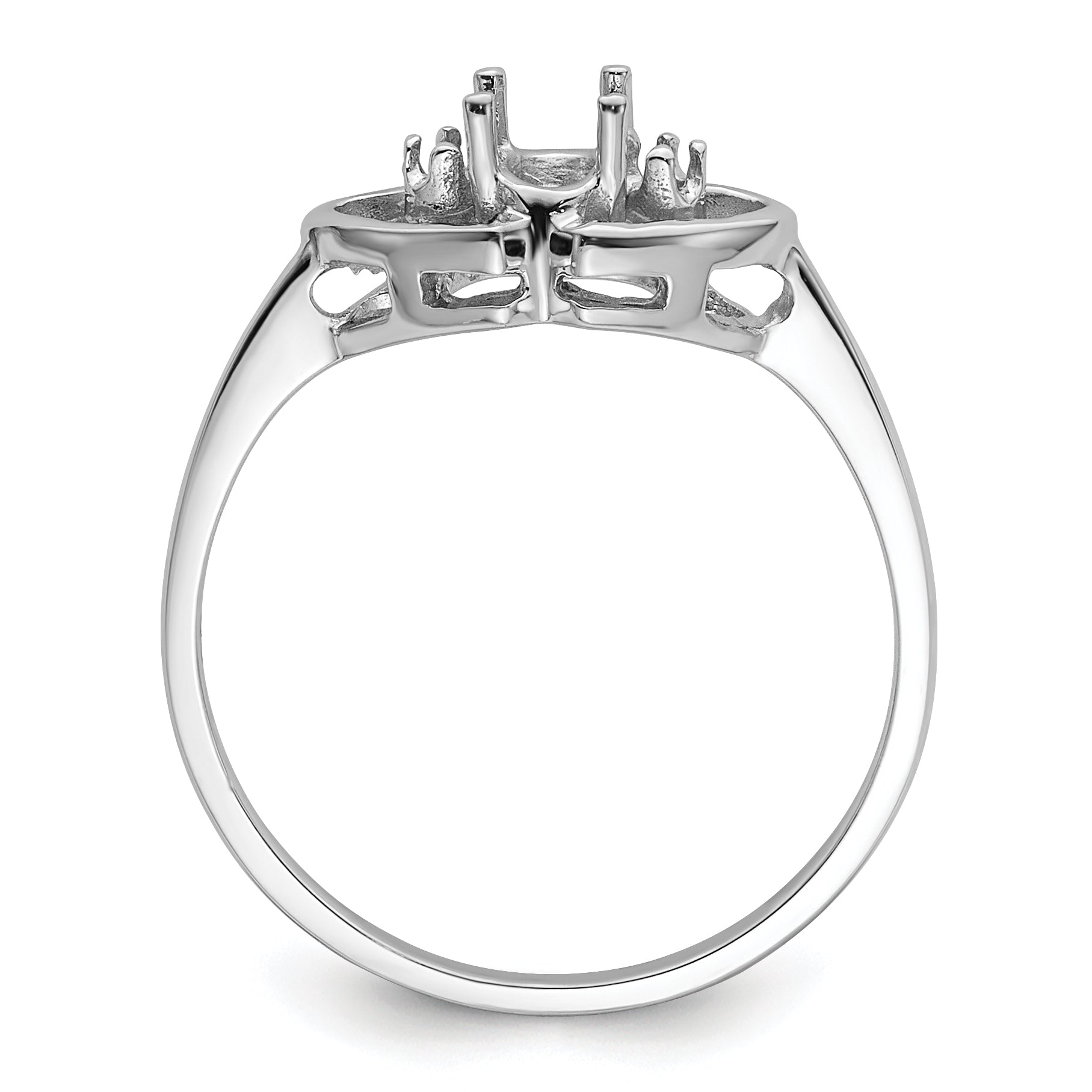 14k White Gold Polished .03ct. Diamond & 5x3 Oval Gemstone Ring Mounting Secondary image