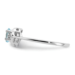 14K White Gold Blue Topaz & AA Diamond Ring