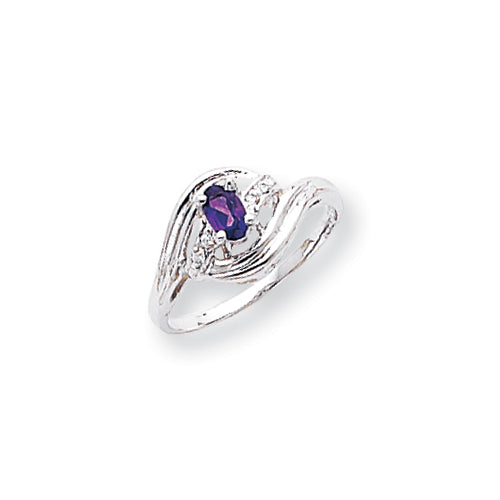14K White Gold Polished .04ct. Diamond & 5x3 Oval Gemstone Ring Mounting Main image